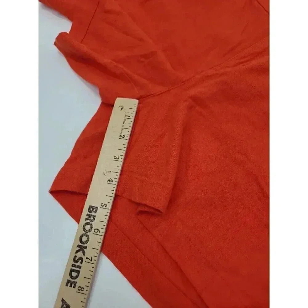 Old Navy Orange Linen Shorts Women's Size 8 Flat Front Pockets - Picture 6 of 7